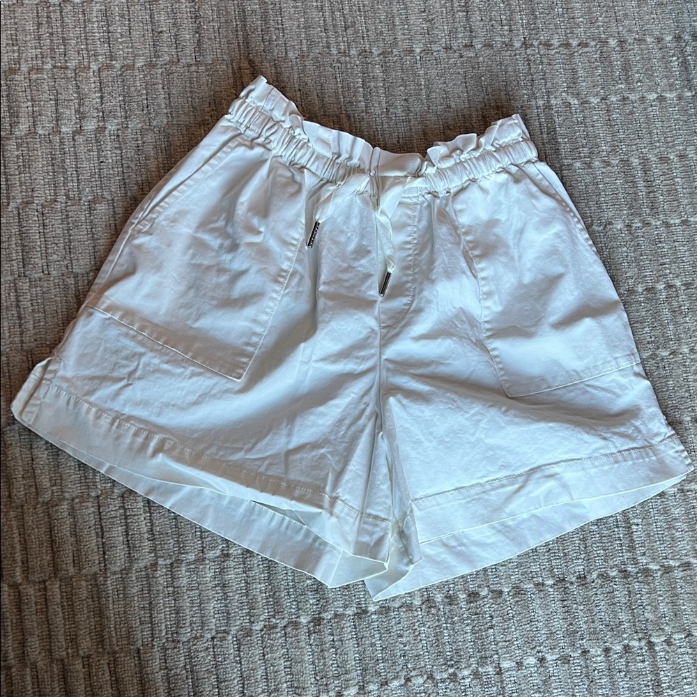 Varley High Waist White Shorts